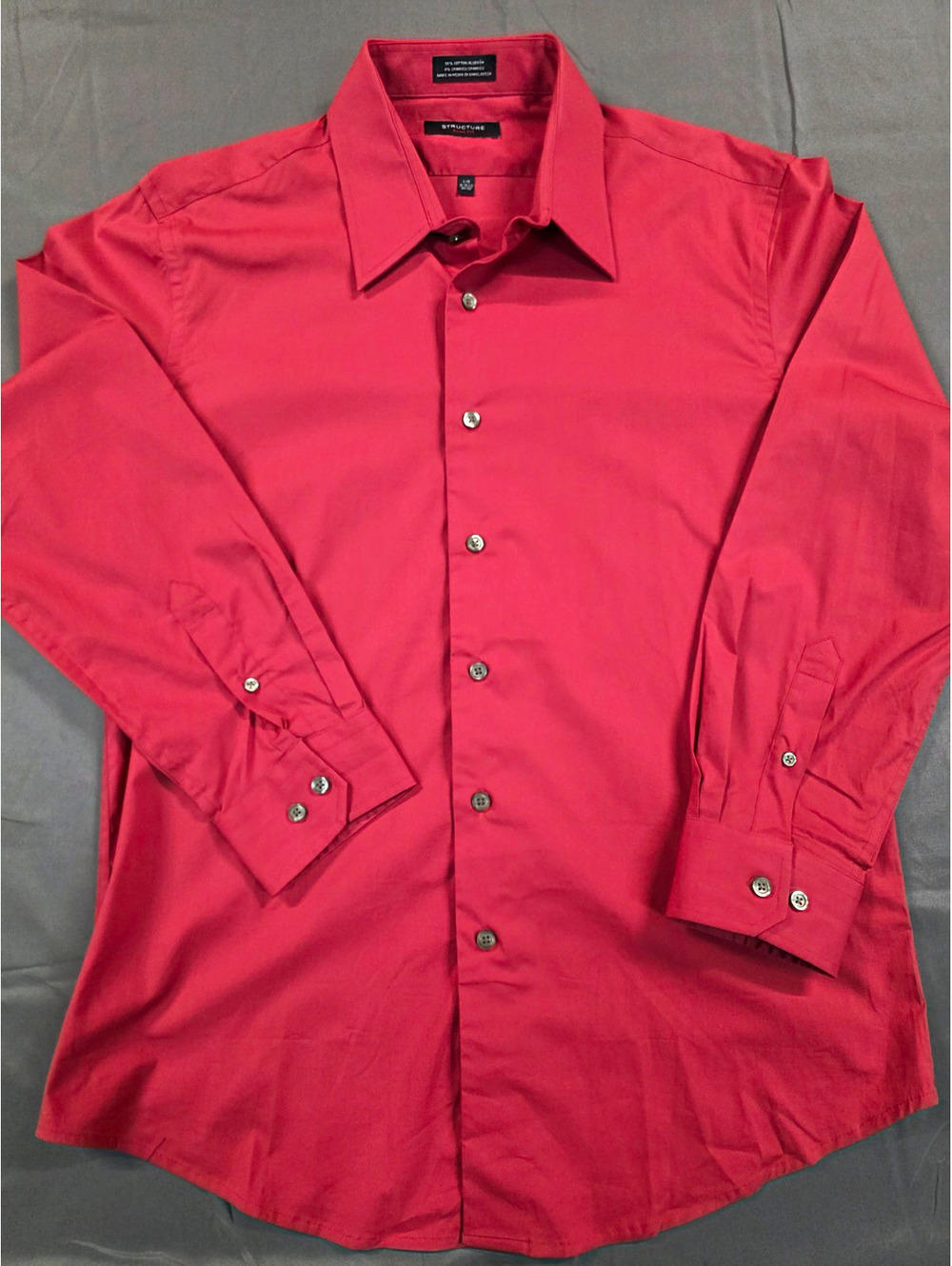 Structure Stretch Slim Fit Red Solid Dress Shirt Men’s L 15-15 1/2 32/33
